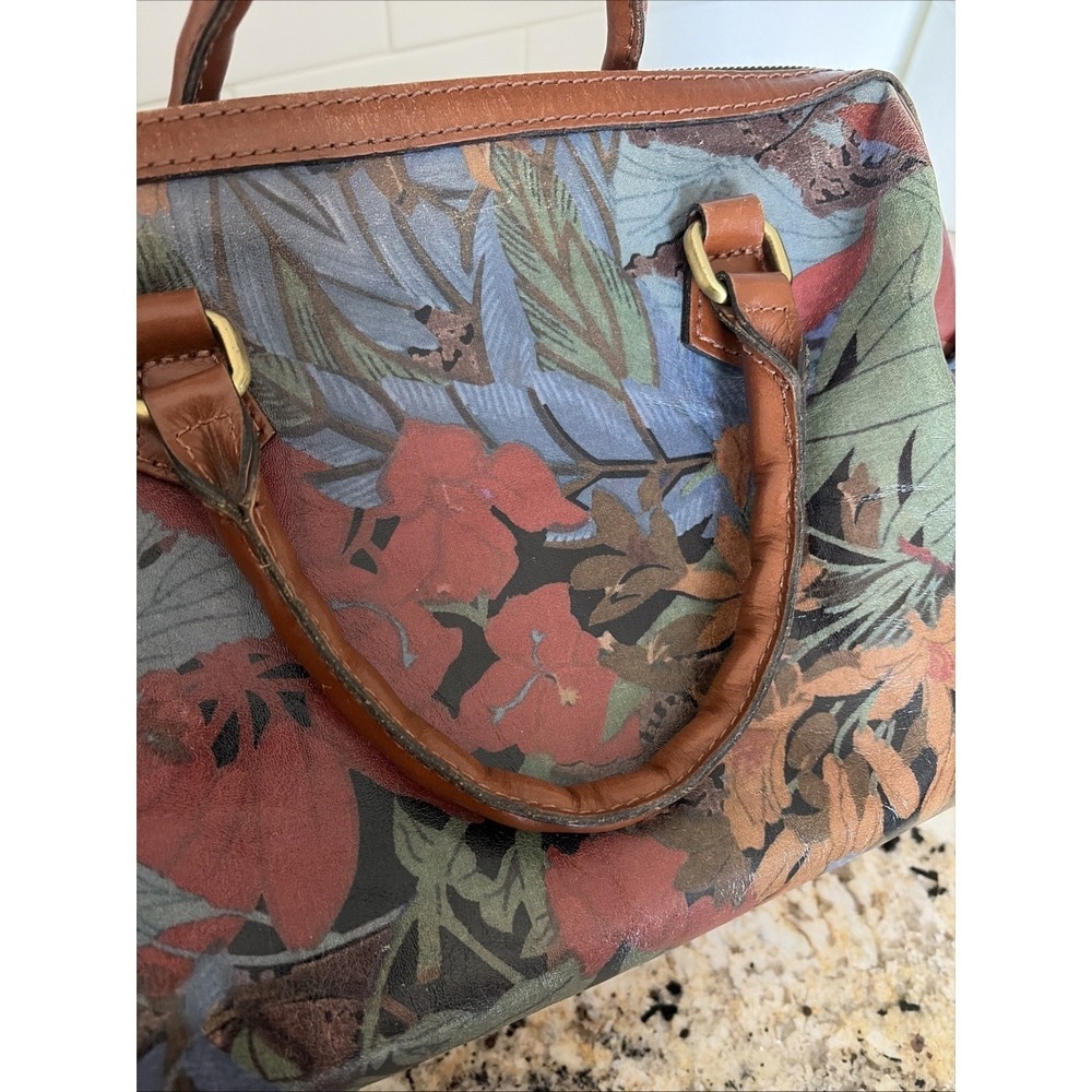 Patricia Nash Floral Satchel Womens Multicolor Botanical Boho Leather Romantic - Picture 4 of 12